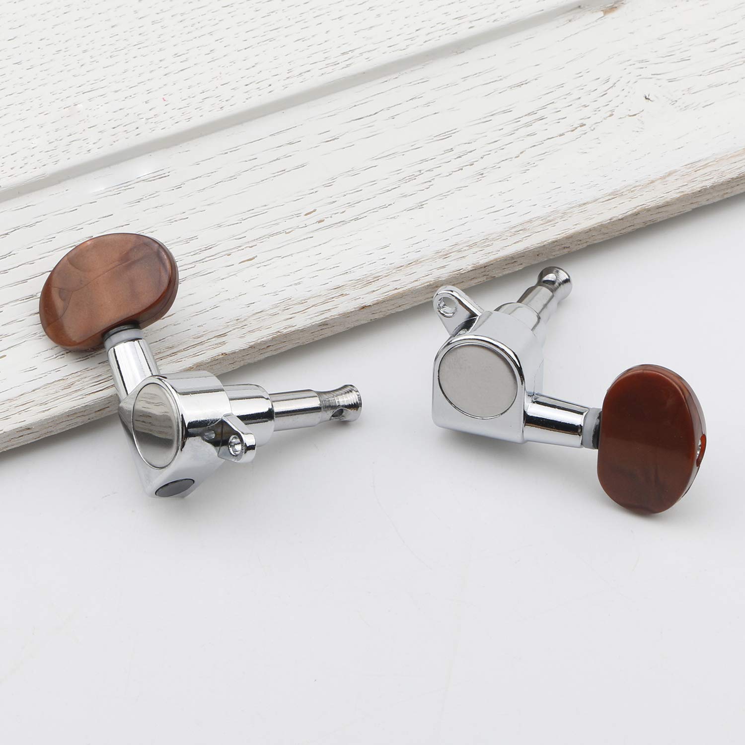 Swhmc 3R 3L Acoustic Electric Guitar Pegs String Tuners Keys Machine Heads Locking Knobs Silver